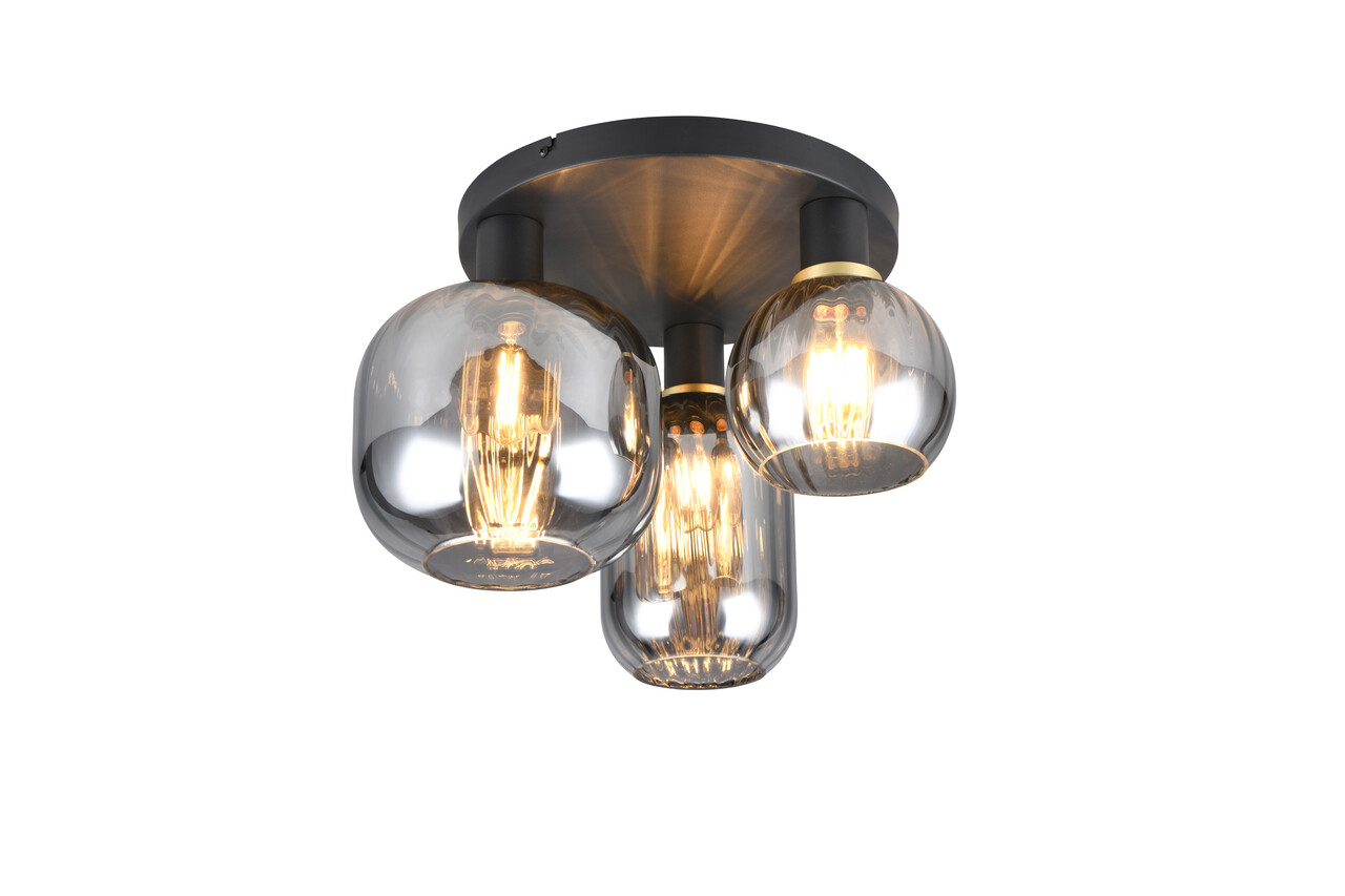 Plafoniera Diva, TRIO, 39x28.5 cm, 10W, 3x E27, metal, negru mat/argintiu - imagine 7